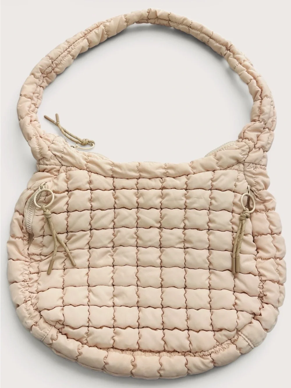 Urban Fit by Urban Expressions Plush Quilted Shoulder Hobo Bag in Blush
